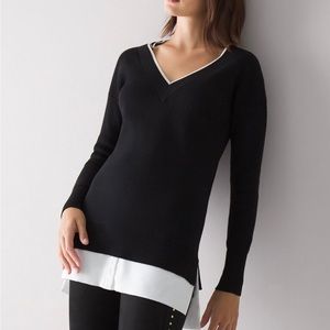 NWT WHBM LS Mixed Media Tunic Sweater